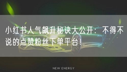 小红书人气飙升秘诀大公开：不得不说的点赞粉丝下单平台！