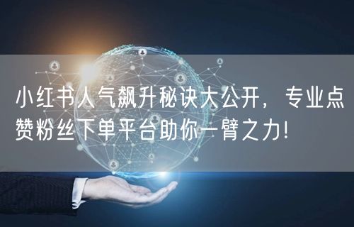 小红书人气飙升秘诀大公开，专业点赞粉丝下单平台助你一臂之力！