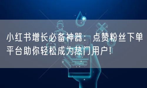 小红书增长必备神器：点赞粉丝下单平台助你轻松成为热门用户！