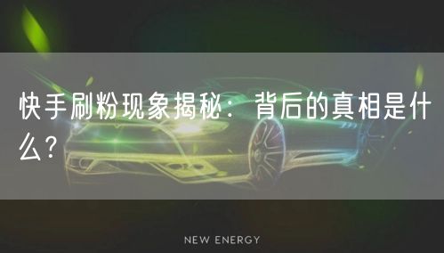 快手刷粉现象揭秘：背后的真相是什么？
