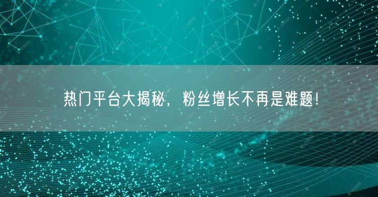 热门平台大揭秘，粉丝增长不再是难题！