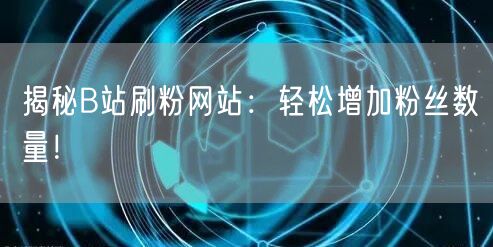 揭秘B站刷粉网站：轻松增加粉丝数量！