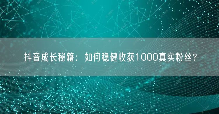 抖音成长秘籍：如何稳健收获1000真实粉丝？