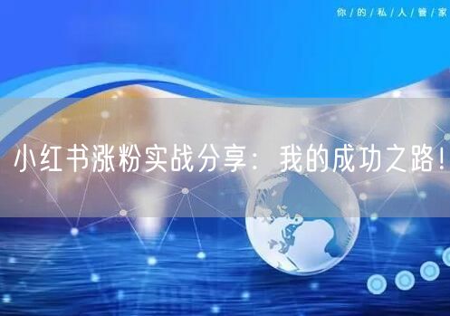 小红书涨粉实战分享：我的成功之路！