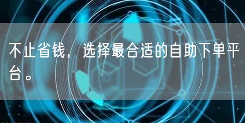 不止省钱，选择最合适的自助下单平台。
