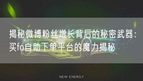 揭秘微博粉丝增长背后的秘密武器：买fo自助下单平台的魔力揭秘