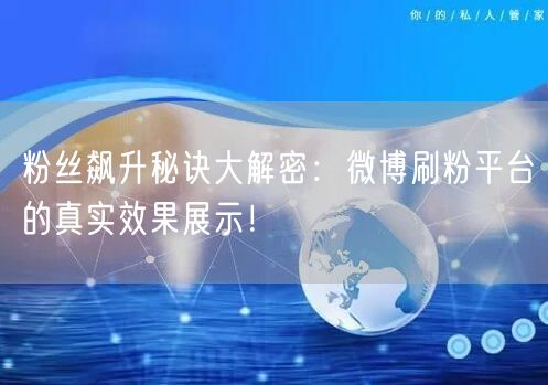粉丝飙升秘诀大解密：微博刷粉平台的真实效果展示！